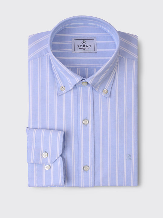 STRIBED WASHED OXFORD REGULAR FIT SHIRT