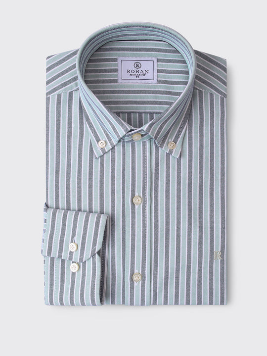 STRIBED WASHED OXFORD REGULAR FIT SHIRT