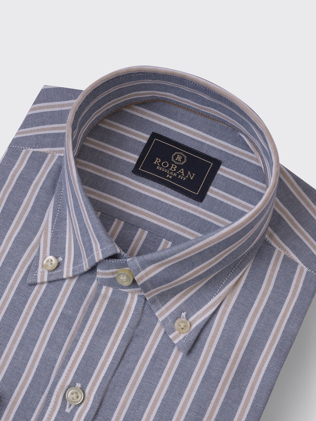 STRIBED WASHED OXFORD REGULAR FIT SHIRT