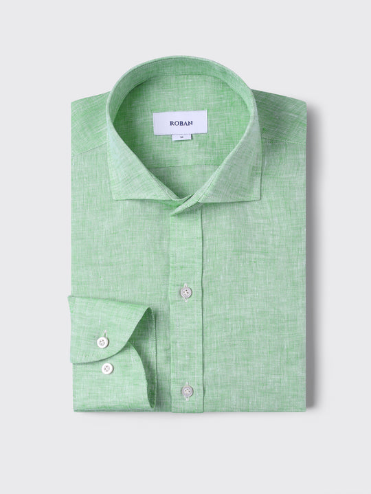 PLAIN WASHED LINEN REGULAR FIT SHIRT