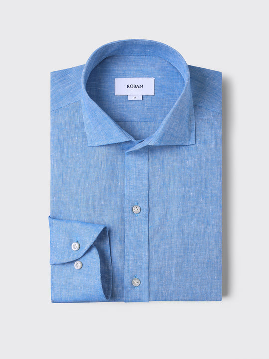 PLAIN WASHED LINEN REGULAR FIT SHIRT