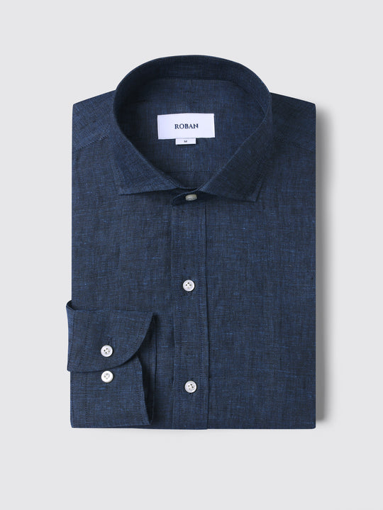 PLAIN WASHED LINEN REGULAR FIT SHIRT