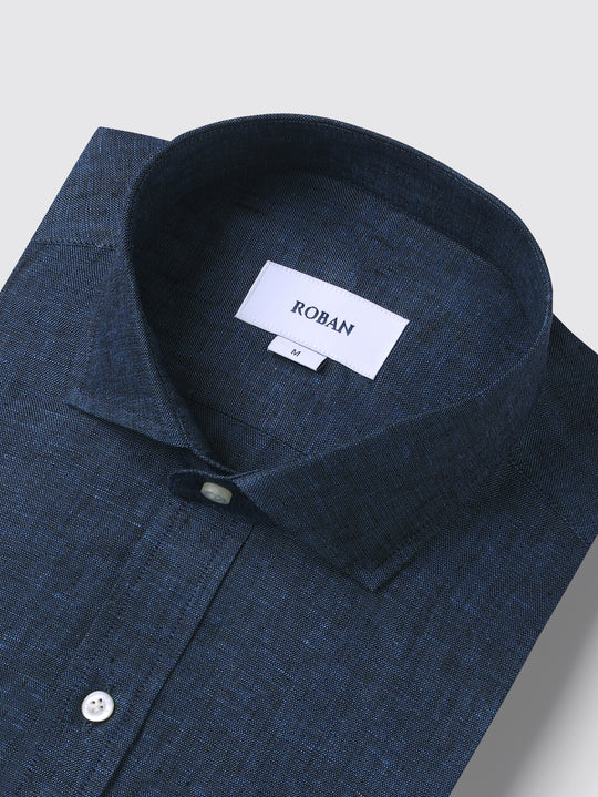 PLAIN WASHED LINEN REGULAR FIT SHIRT