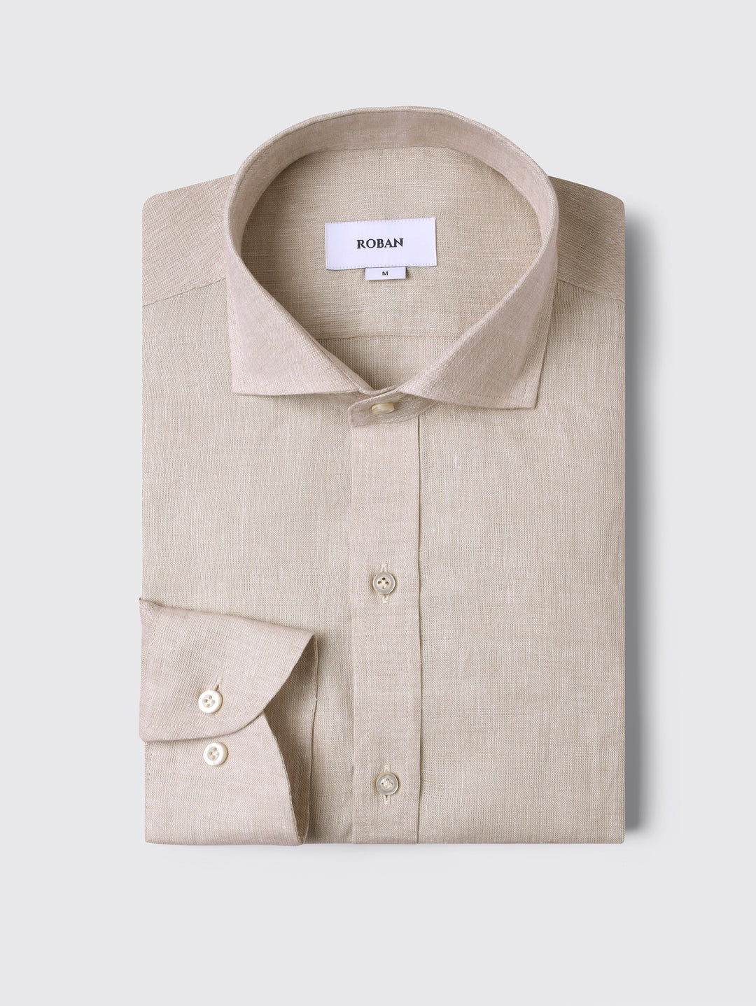 PLAIN WASHED LINEN REGULAR FIT SHIRT