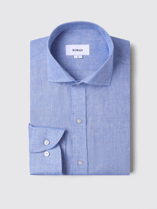 PLAIN WASHED LINEN REGULAR FIT SHIRT
