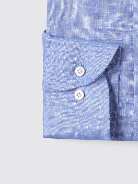 PLAIN WASHED LINEN REGULAR FIT SHIRT