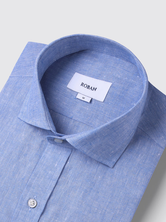 PLAIN WASHED LINEN REGULAR FIT SHIRT