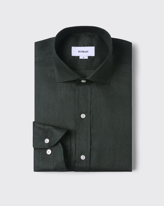 PLAIN WASHED LINEN REGULAR FIT SHIRT