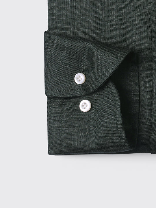 PLAIN WASHED LINEN REGULAR FIT SHIRT