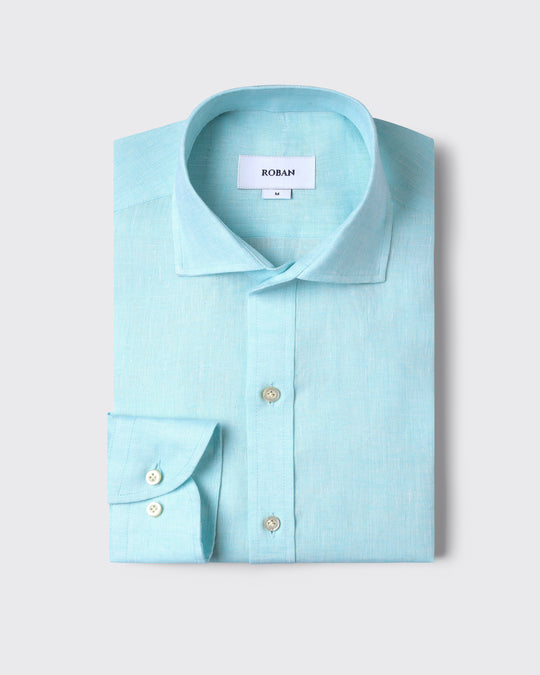 PLAIN WASHED LINEN REGULAR FIT SHIRT