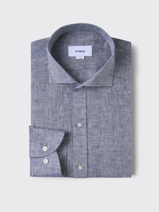 PLAIN WASHED LINEN REGULAR FIT SHIRT
