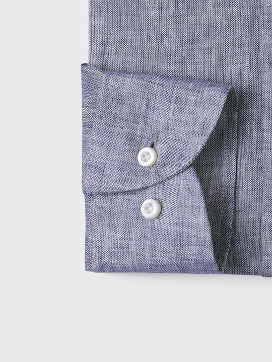 PLAIN WASHED LINEN REGULAR FIT SHIRT