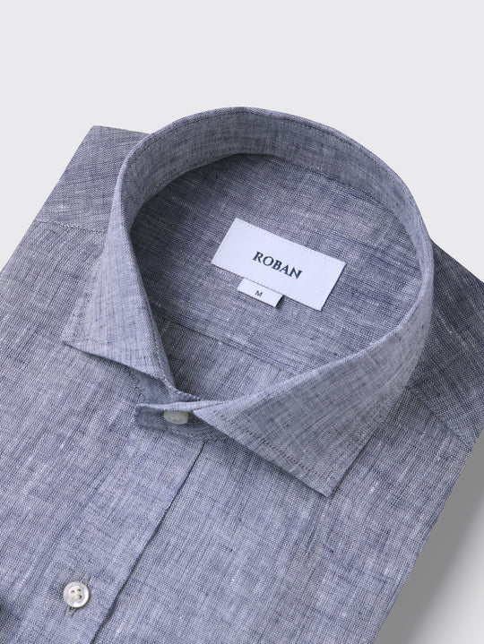 PLAIN WASHED LINEN REGULAR FIT SHIRT