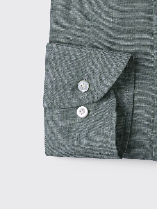 PLAIN WASHED LINEN REGULAR FIT SHIRT