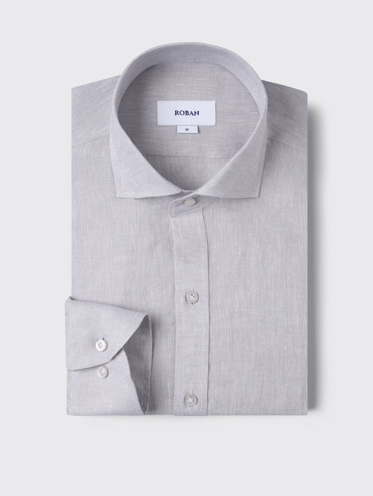 PLAIN WASHED LINEN REGULAR FIT SHIRT