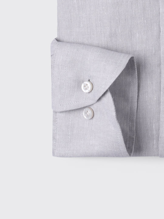 PLAIN WASHED LINEN REGULAR FIT SHIRT