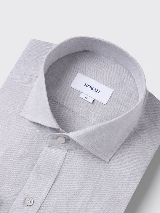 PLAIN WASHED LINEN REGULAR FIT SHIRT