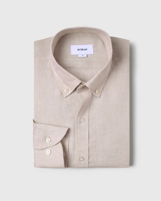 PLAIN WASHED LINEN REGULAR FIT SHIRT