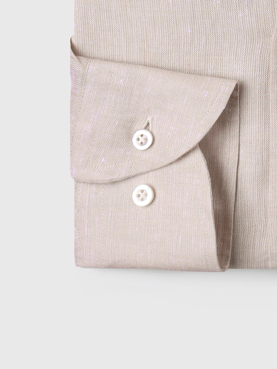 PLAIN WASHED LINEN REGULAR FIT SHIRT