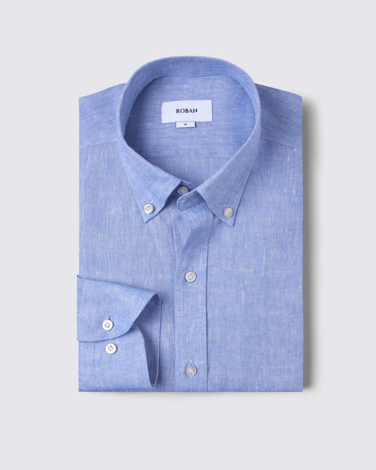 PLAIN WASHED LINEN REGULAR FIT SHIRT