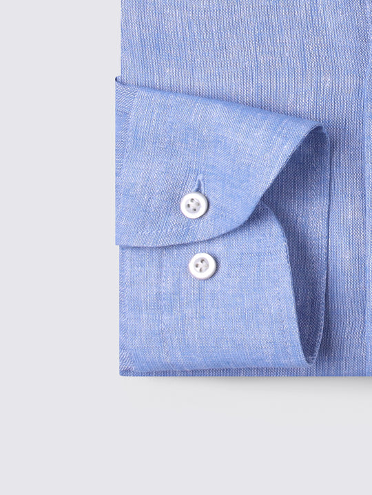 PLAIN WASHED LINEN REGULAR FIT SHIRT