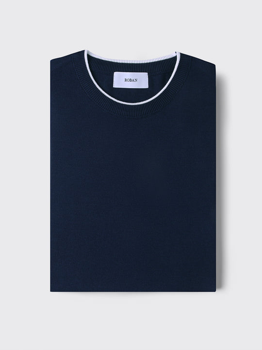 COTTON KNITTED ROUND NECK SHIRT