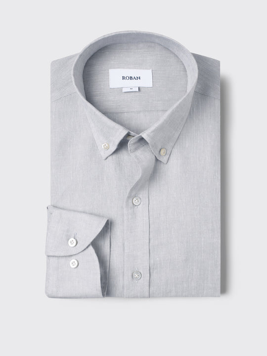 PLAIN WASHED LINEN REGULAR FIT SHIRT