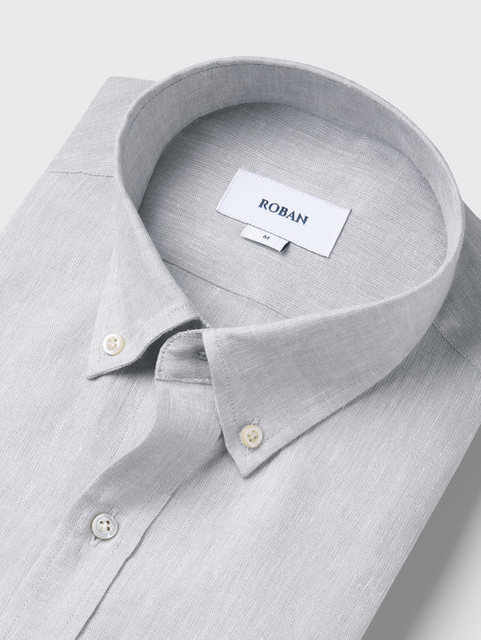 PLAIN WASHED LINEN REGULAR FIT SHIRT