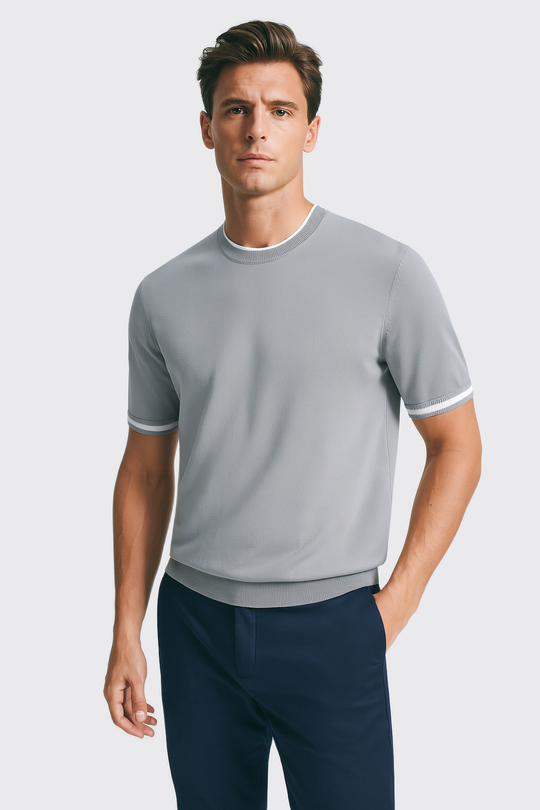 COTTON KNITTED ROUND NECK SHIRT