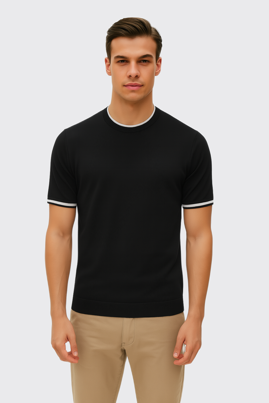 COTTON KNITTED ROUND NECK SHIRT