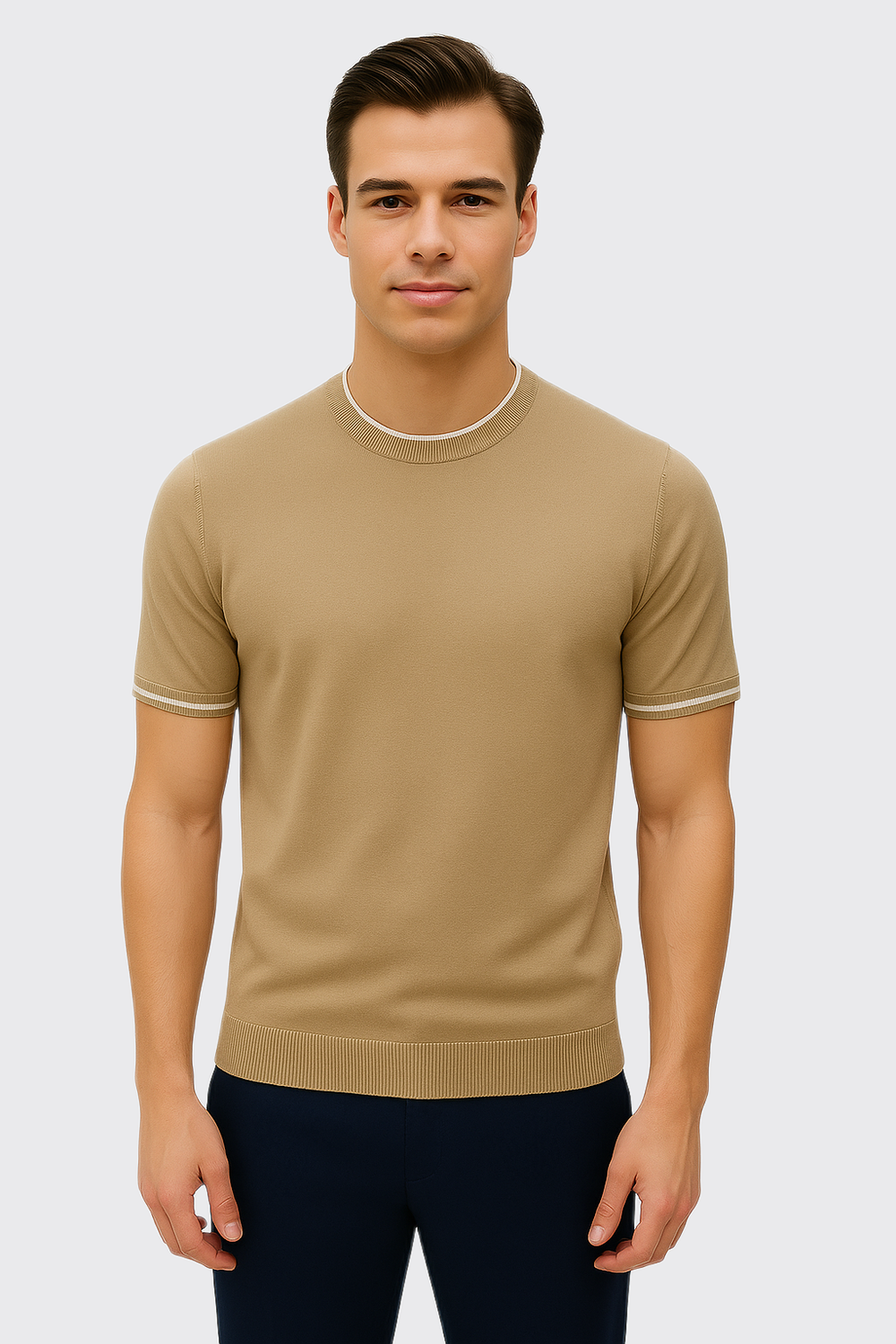 COTTON KNITTED ROUND NECK SHIRT