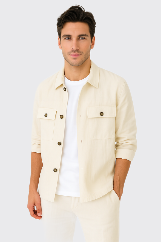 Plain Washed linen Regular Fit Over Shirt