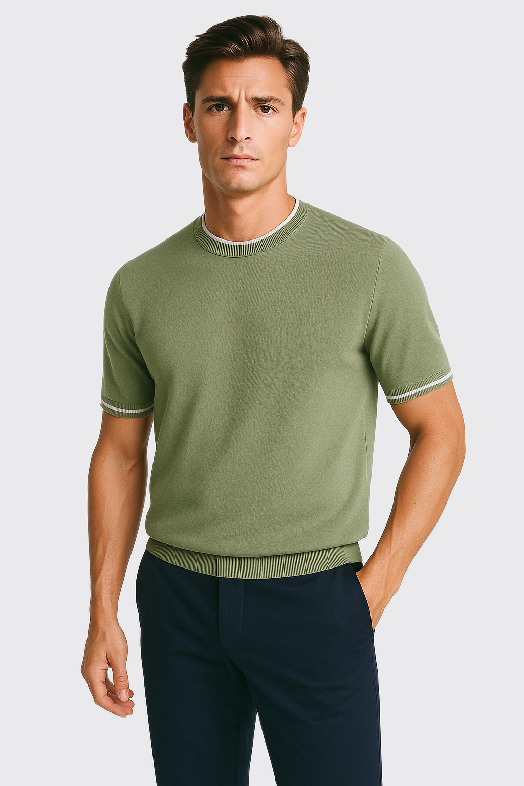 COTTON KNITTED ROUND NECK SHIRT
