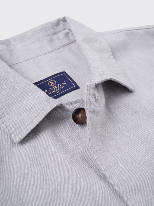 Plain Washed linen Regular Fit Over Shirt