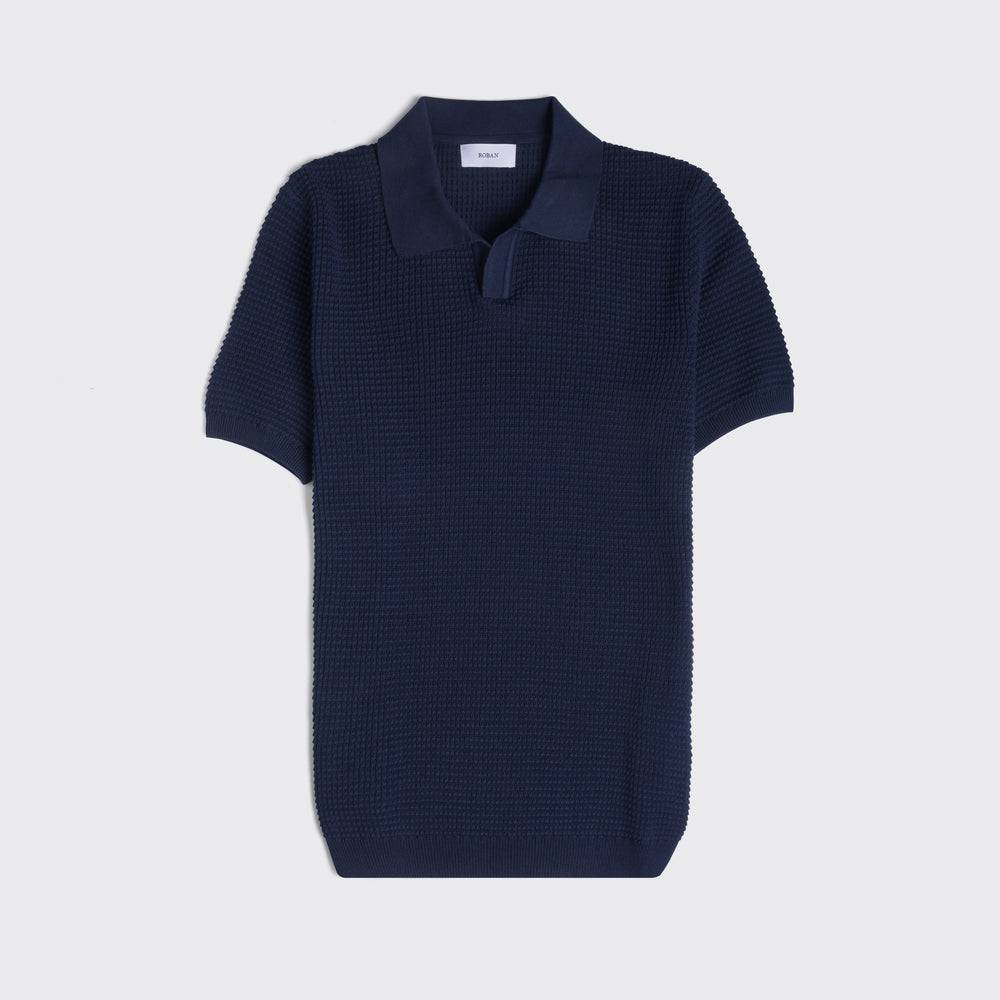 COTTON AJOUR KNITTED POLO SHIRT