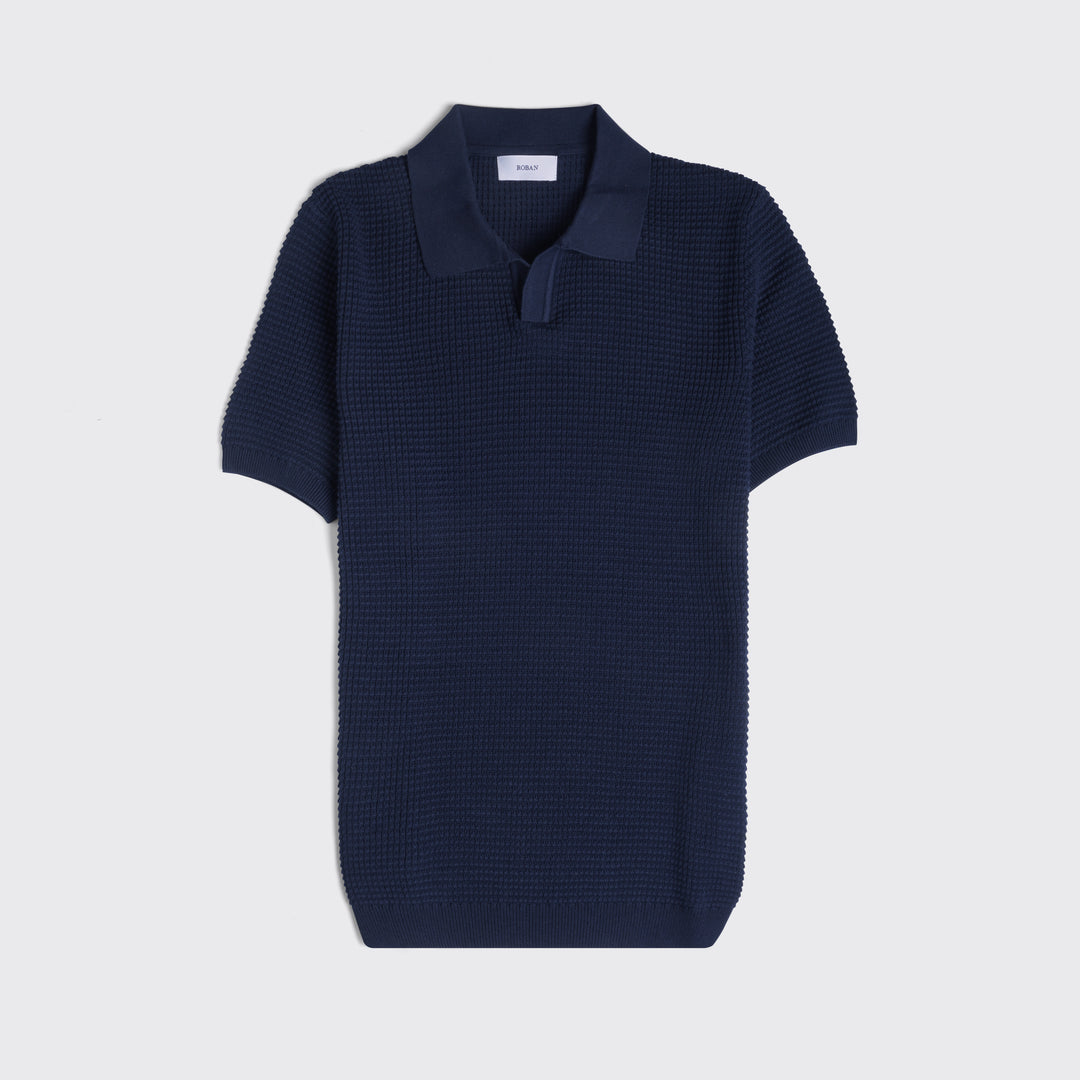 COTTON AJOUR KNITTED POLO SHIRT