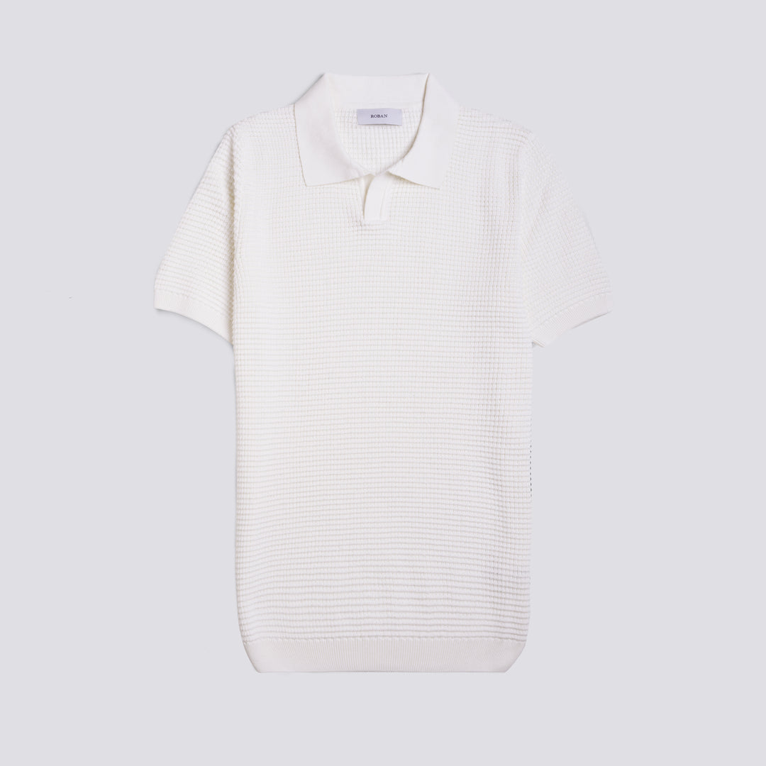 COTTON AJOUR KNITTED POLO SHIRT