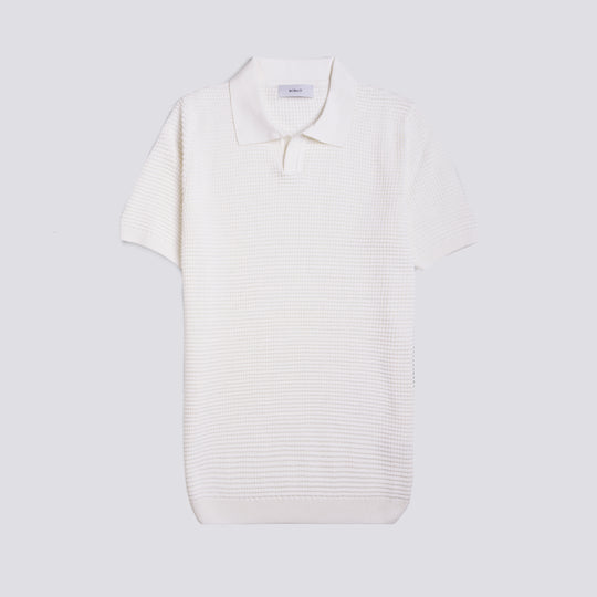 COTTON AJOUR KNITTED POLO SHIRT