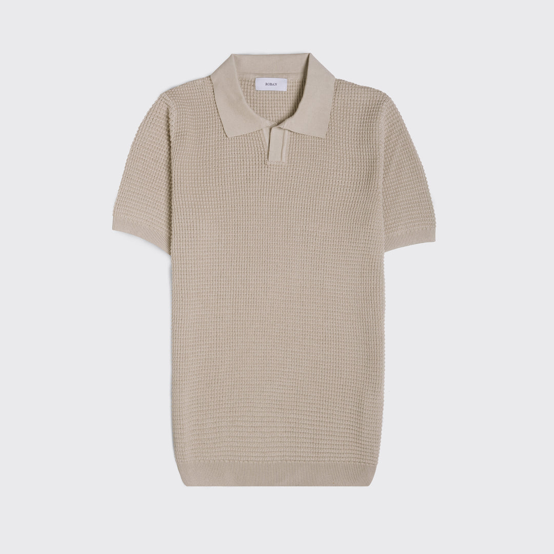 COTTON AJOUR KNITTED POLO SHIRT