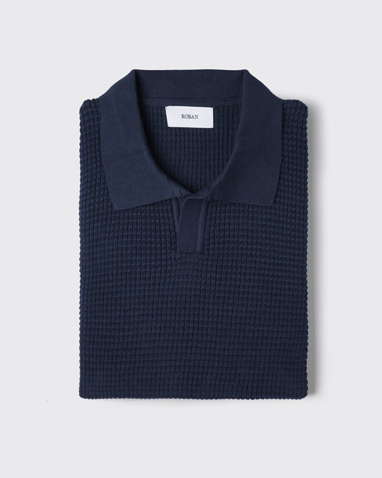 COTTON AJOUR KNITTED POLO SHIRT