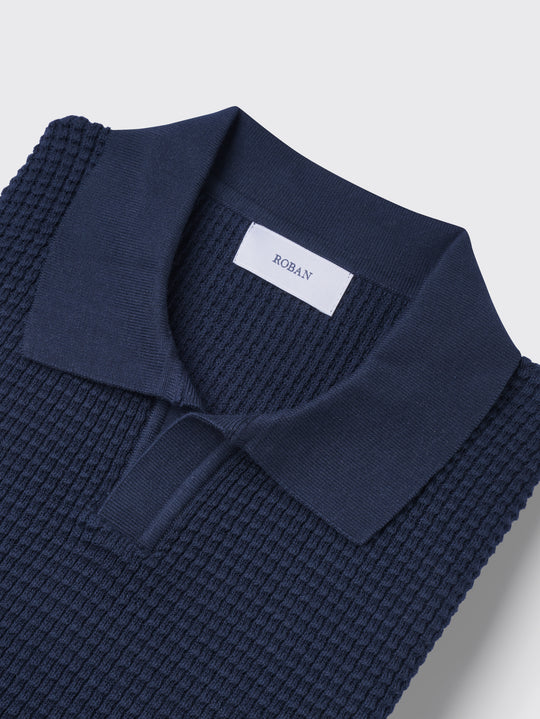 COTTON AJOUR KNITTED POLO SHIRT