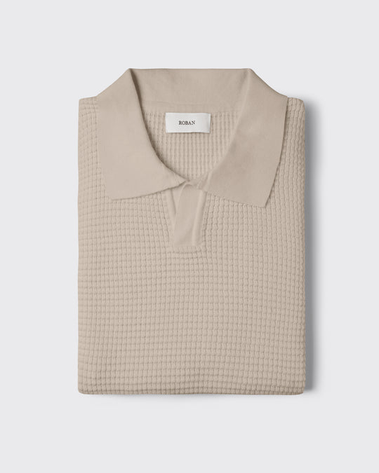 COTTON AJOUR KNITTED POLO SHIRT