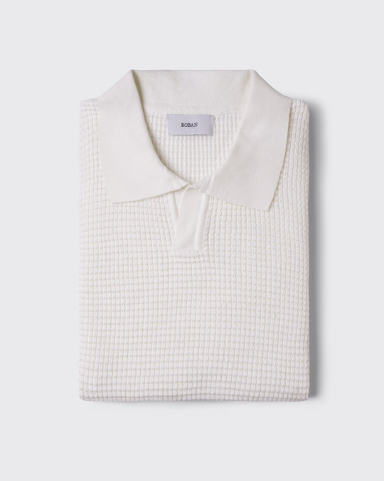 COTTON AJOUR KNITTED POLO SHIRT