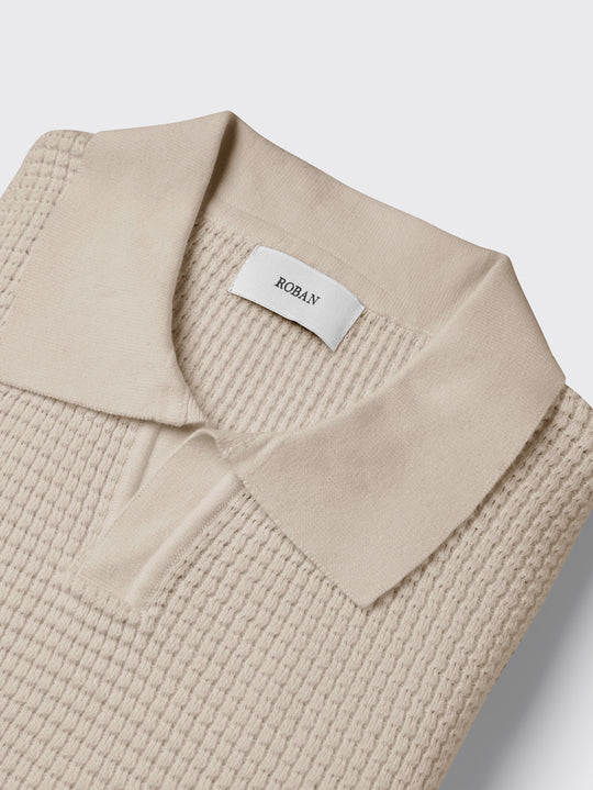 COTTON AJOUR KNITTED POLO SHIRT