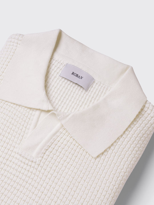 COTTON AJOUR KNITTED POLO SHIRT