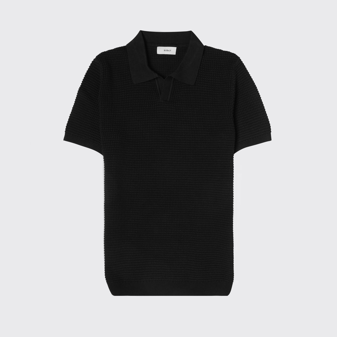COTTON AJOUR KNITTED POLO SHIRT