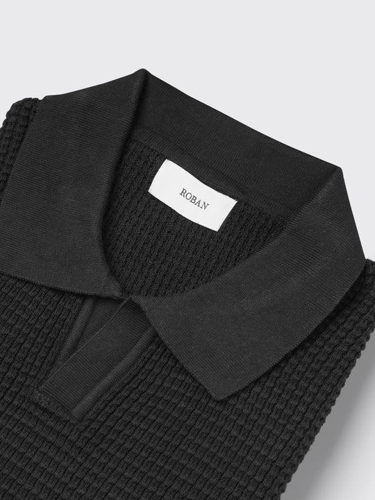 COTTON AJOUR KNITTED POLO SHIRT