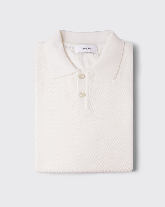 COTTON AJOUR KNITTED POLO SHIRT