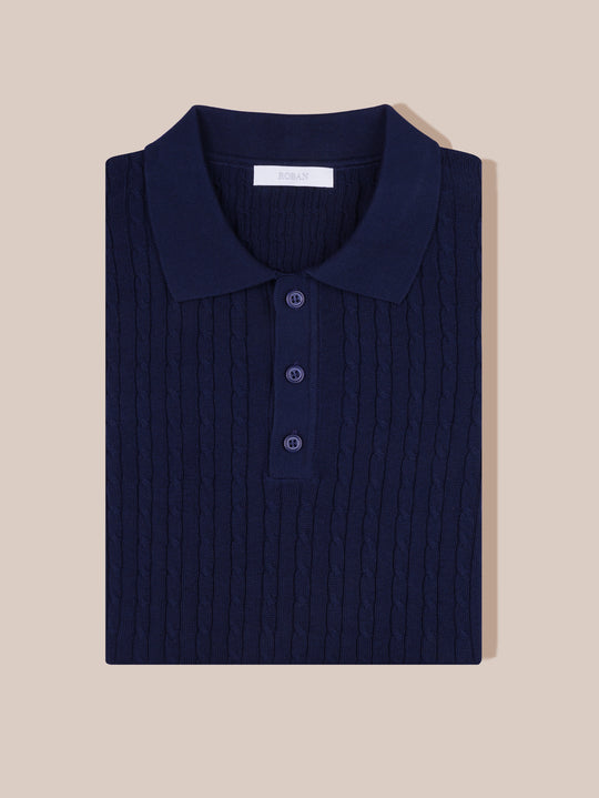 COTTON AJOUR KNITTED POLO SHIRT