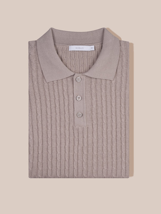 COTTON AJOUR KNITTED POLO SHIRT